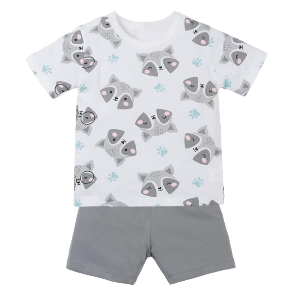 Bộ bé trai ngắn Animo Easy HN0425009 (1-4Y,Trắng-xám,TT04)