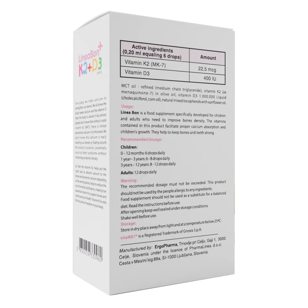 Combo 2 Thực phẩm bảo vệ sức khỏe Lineabon K2+D3 15ml