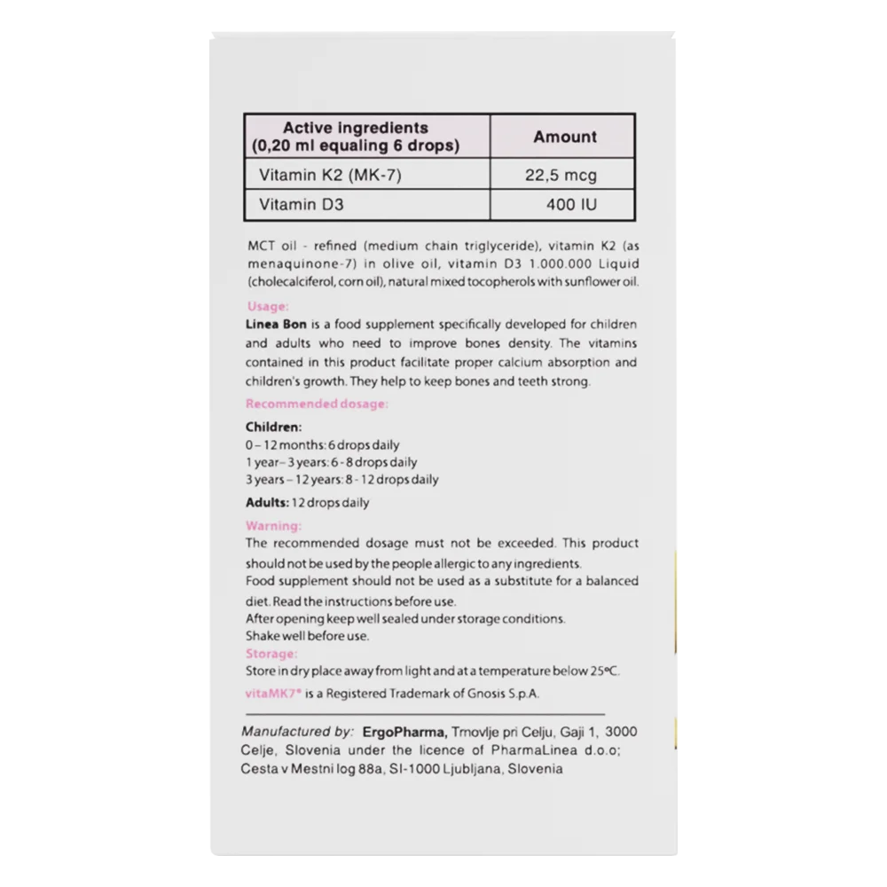 Combo 2 Thực phẩm bảo vệ sức khỏe Lineabon K2+D3 15ml