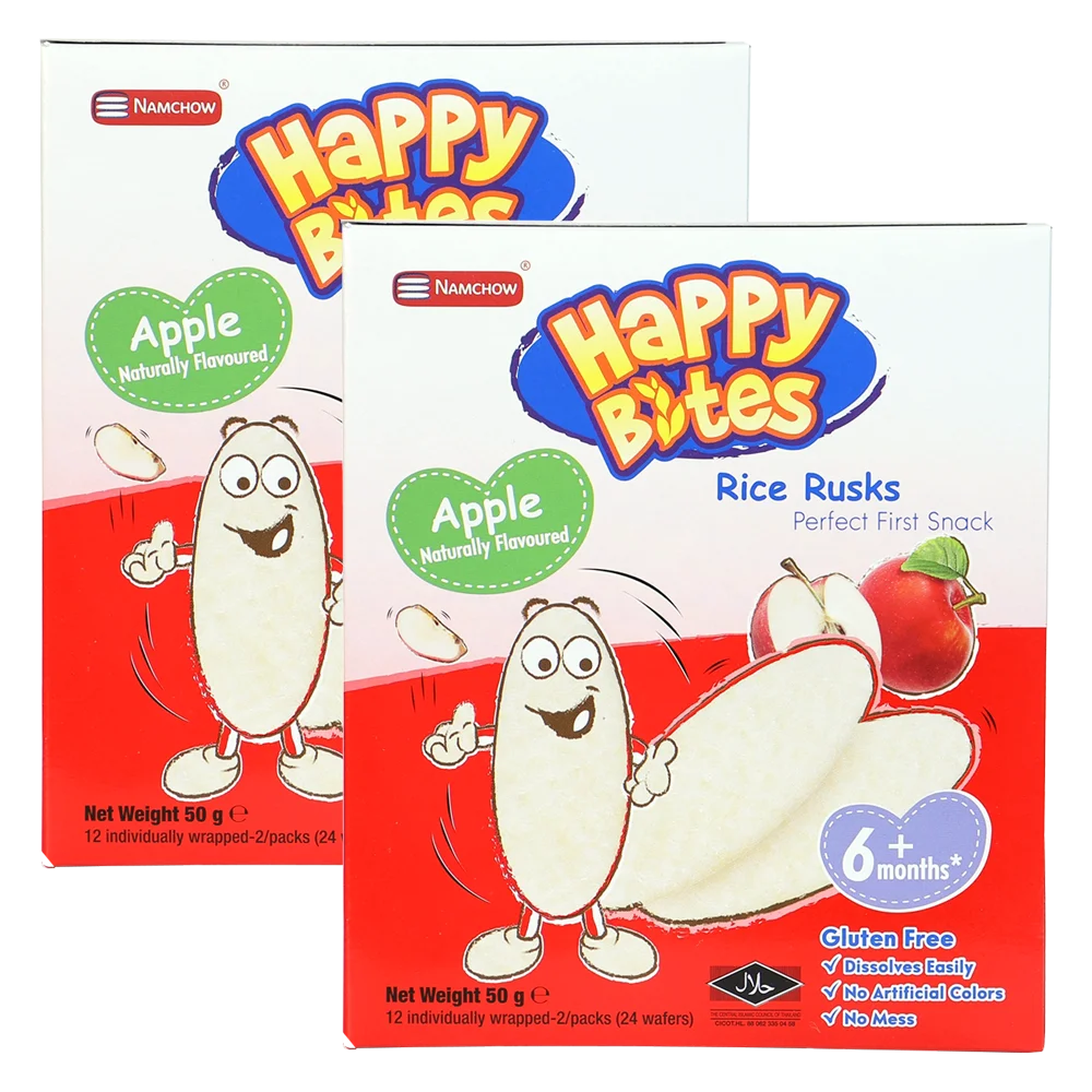 Combo 2 Bánh Gạo Ăn Dặm Cho Trẻ Em Happy Bites Táo 50g