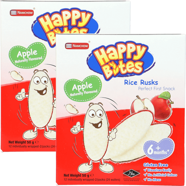 Combo 2 Bánh Gạo Ăn Dặm Cho Trẻ Em Happy Bites Táo 50g