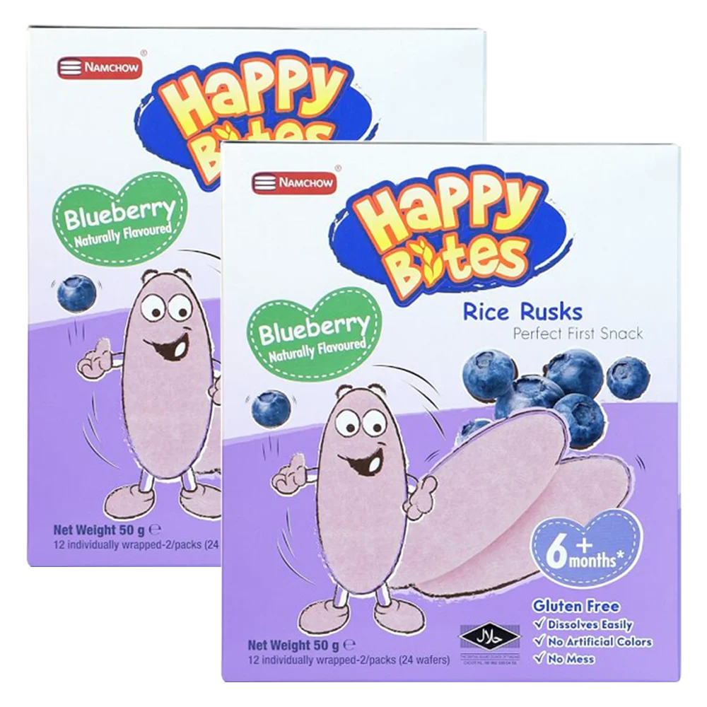 Combo 2 Bánh Gạo Ăn Dặm Cho Trẻ Em Happy Bites Việt Quất 50g