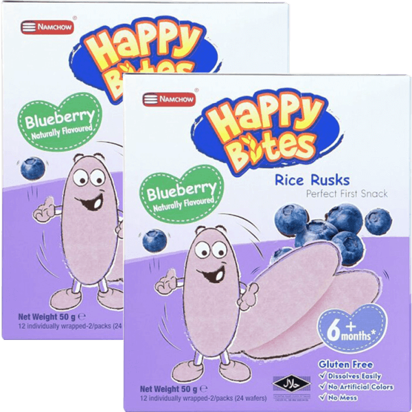 Combo 2 Bánh Gạo Ăn Dặm Cho Trẻ Em Happy Bites Việt Quất 50g