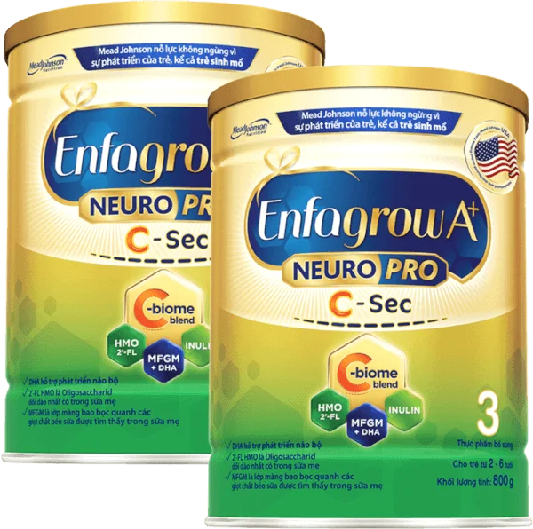 Combo 2 Sữa Enfagrow A+ NeuroPro 3 C-Sec 800g (2-6 tuổi)
