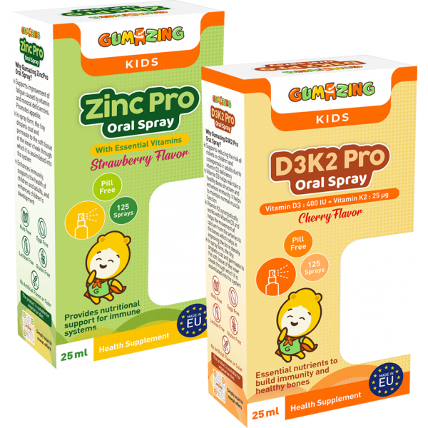 Combo 1 Thực phẩm bảo vệ sức khoẻ Gumazing D3K2 Pro Oral Spray 25ml và 1 Thực phẩm bảo vệ sức khoẻ Gumazing Zinc Pro Oral Spray 25ml