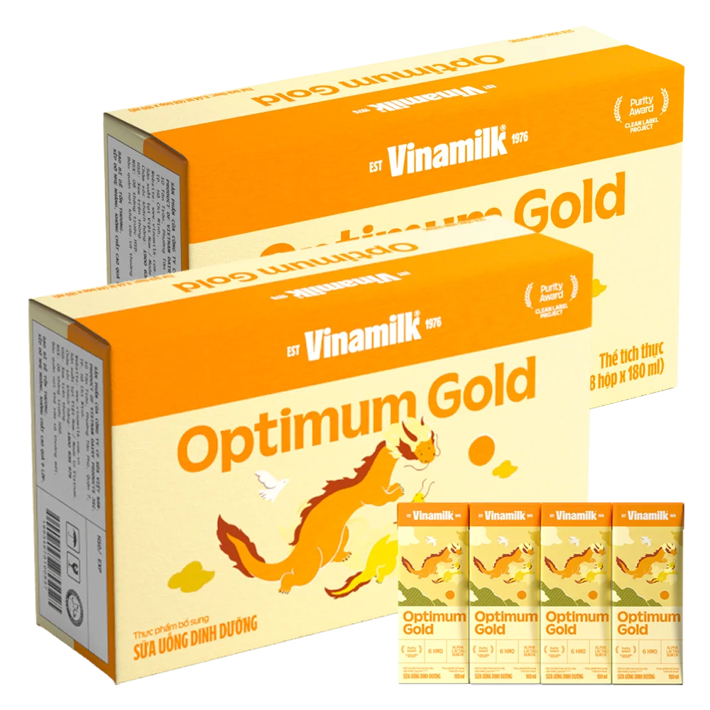 Combo 2 thùng Sữa uống dinh dưỡng Optimum Gold 180ml (Lốc 4 hộp) new