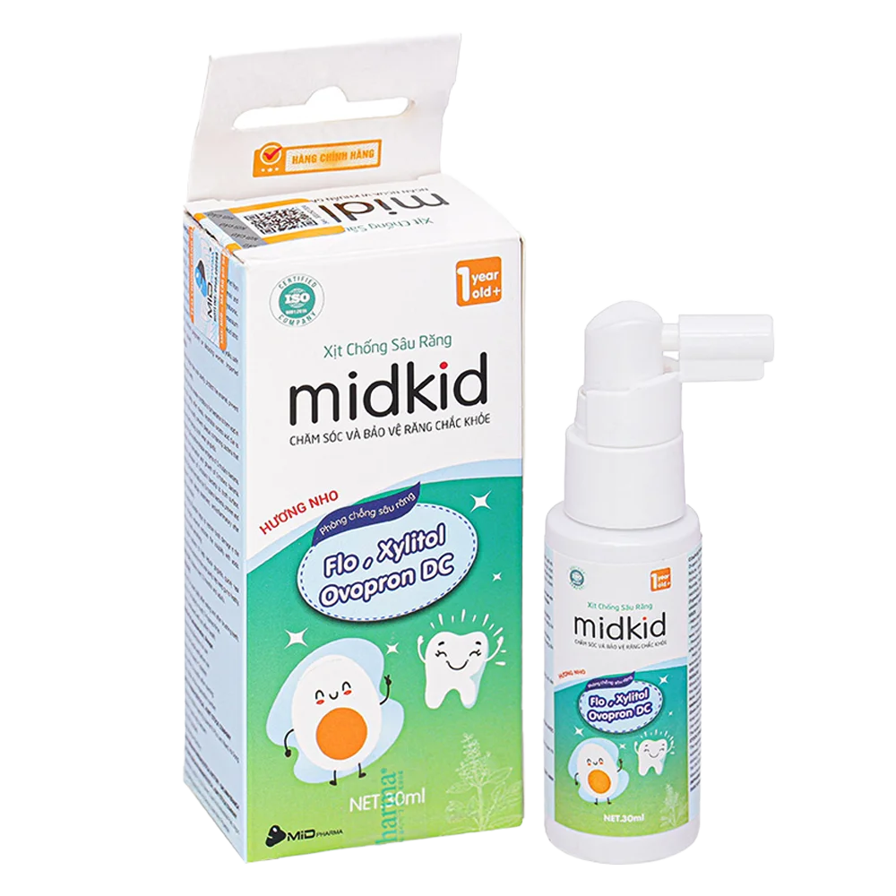 Xịt chống sâu răng Midkid hương nho 30mL