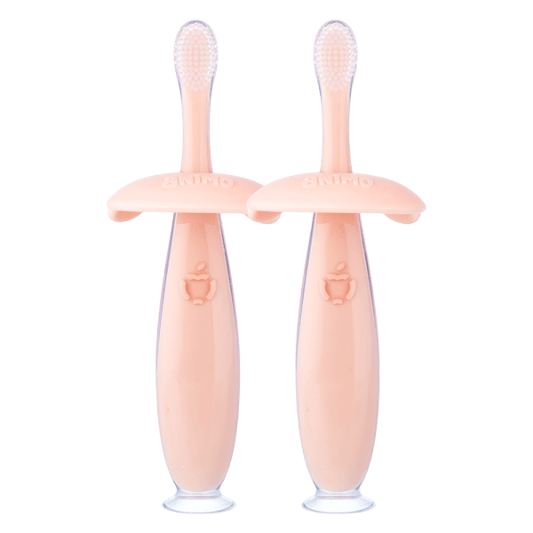 Combo 2 Bàn chải silicone chống hóc cho bé Animo (12M+, Hồng, GHtr2202)