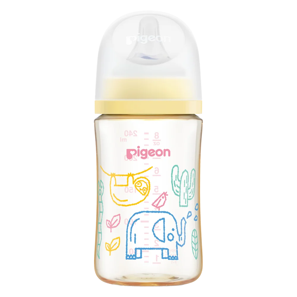 Bình Sữa Pigeon PPSU Softouch Baby-Friendly World 240ml, muông thú (M)