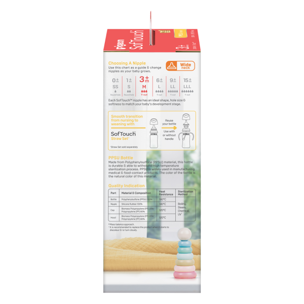 Bình Sữa Pigeon PPSU Softouch Baby-Friendly World 240ml, muông thú (M)