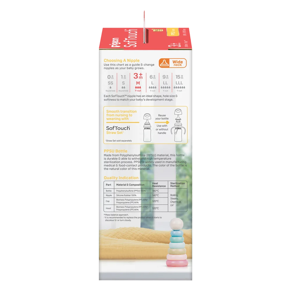 Bình Sữa Pigeon PPSU Softouch Baby-Friendly World 240ml, muông thú (M)