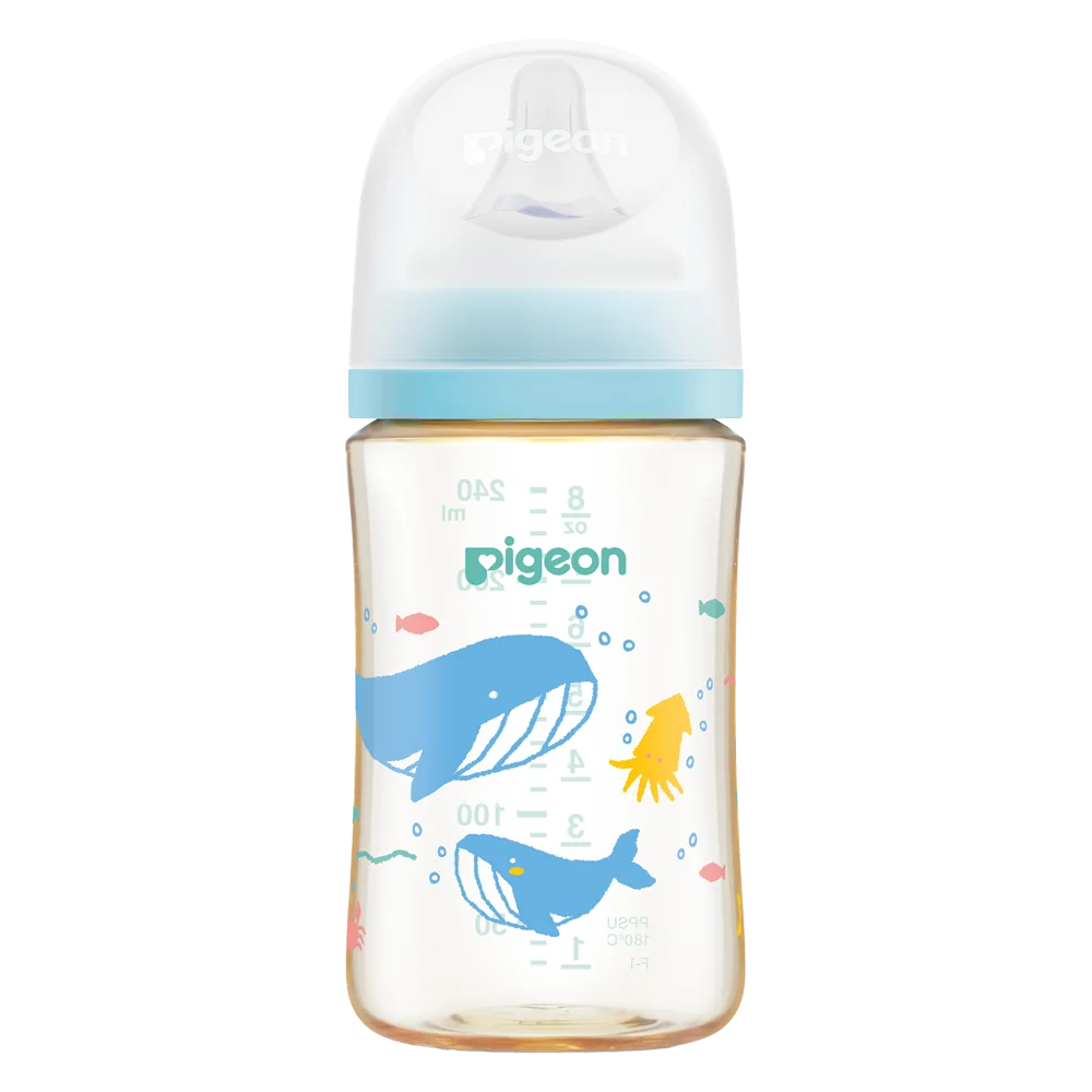 Bình Sữa Pigeon PPSU Softouch Baby-Friendly World 240ml, đại dương (M)