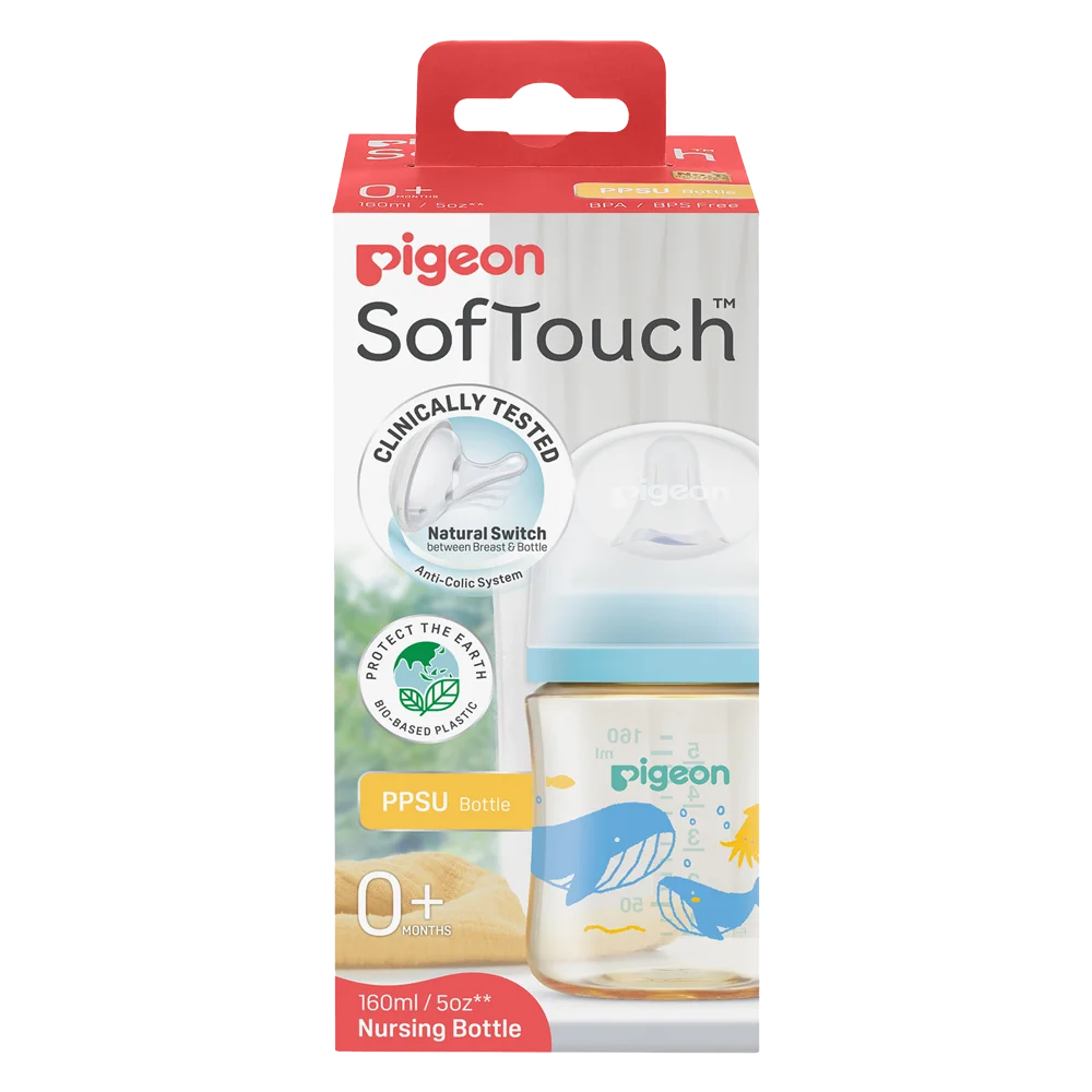 Bình Sữa Pigeon PPSU Softouch Baby-Friendly World 160ml, đại dương(SS)
