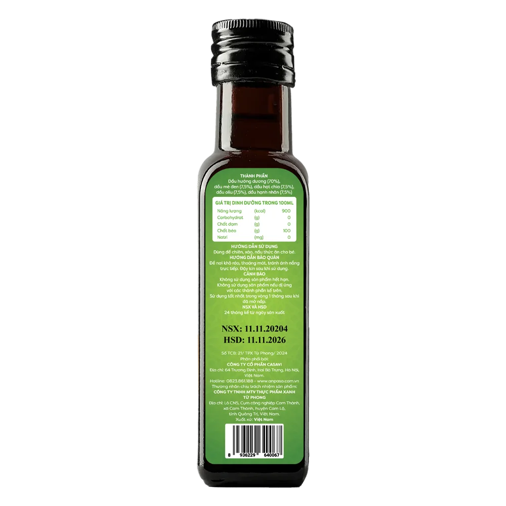 Dầu chiên xào cho bé vị mix hạt Anpaso 100ml