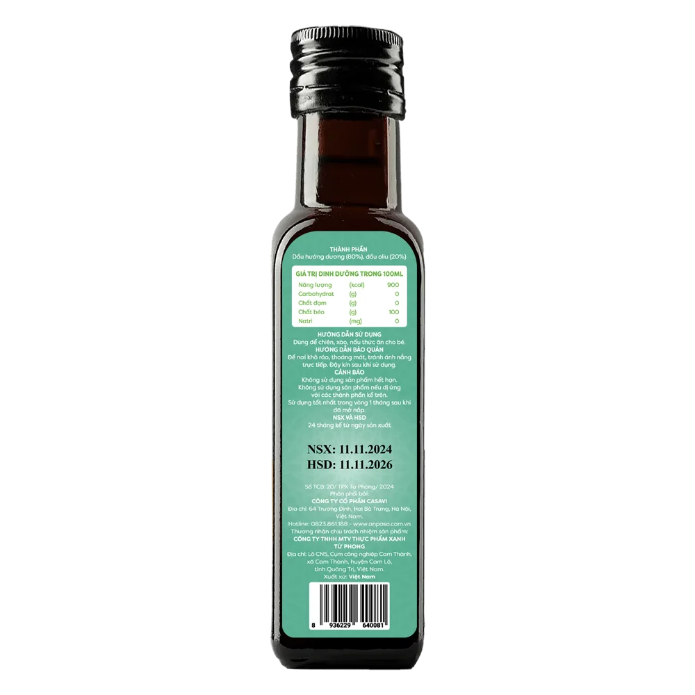 Dầu chiên xào cho bé vị oliu Anpaso 100ml