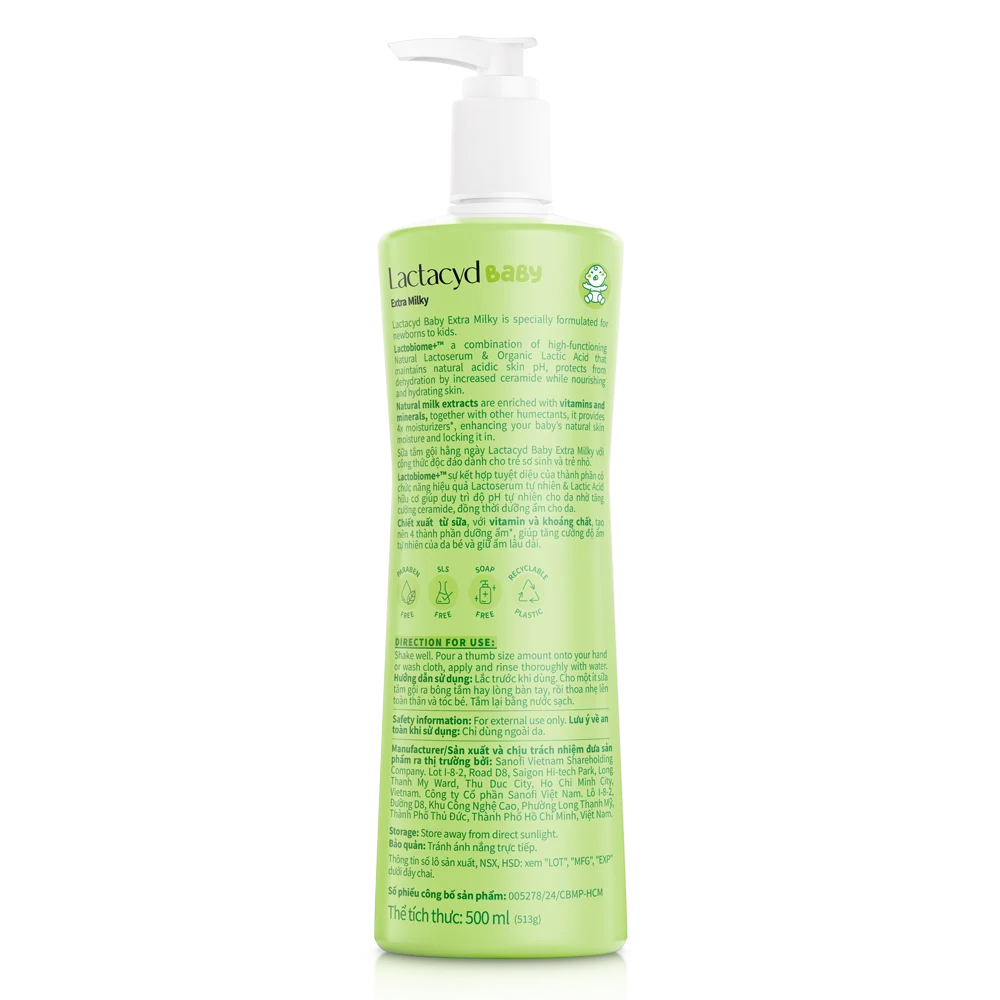 Sữa tắm gội Lactacyd Baby Extra Milky 500ml (Giao mẫu ngẫu nhiên)