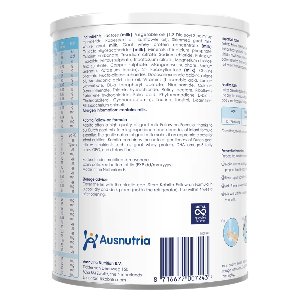 Sữa dê Kabrita Số 2 800g (1-2 tuổi)