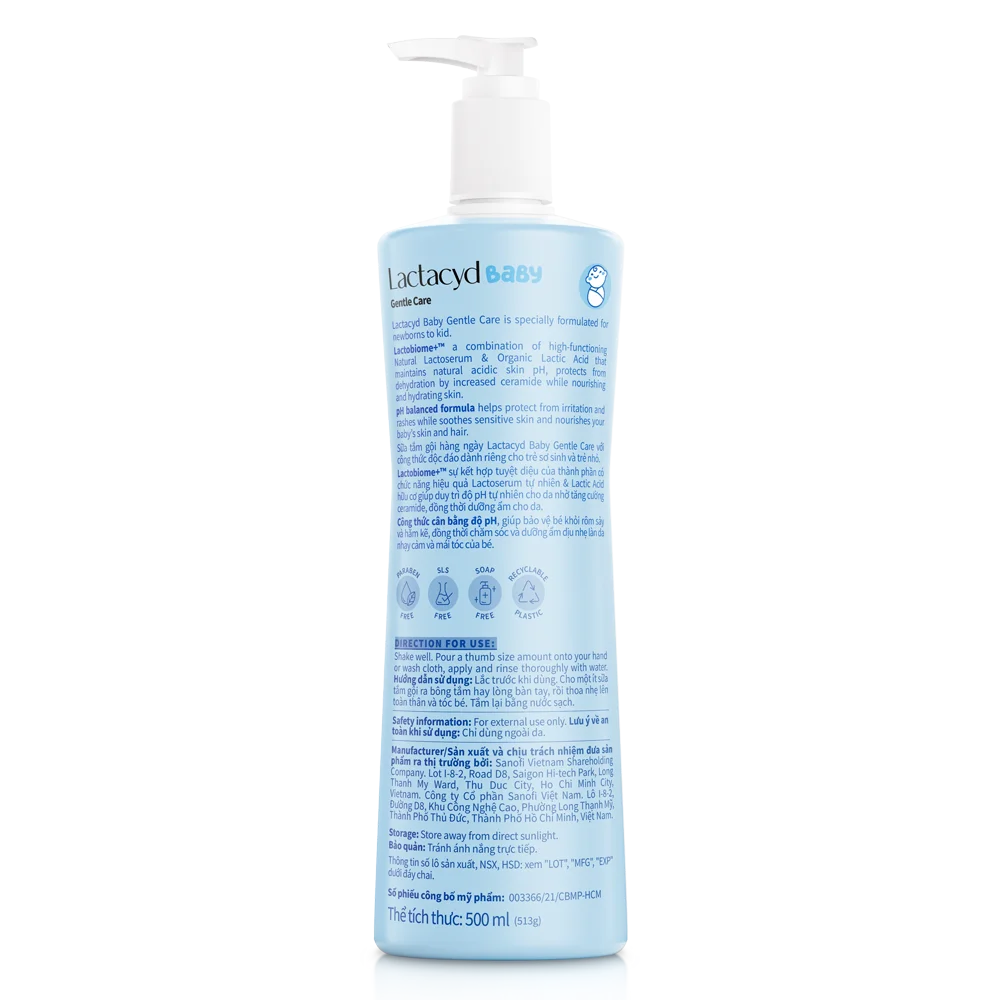 Combo 2 Sữa tắm gội trẻ em Lactacyd Baby Gentle Care 500ml