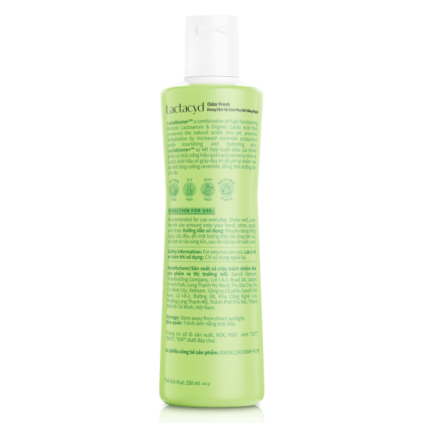 Dung dịch vệ sinh phụ nữ Lactacyd Odor Fresh ngăn mùi 250ml (Giao mẫu ngẫu nhiên)