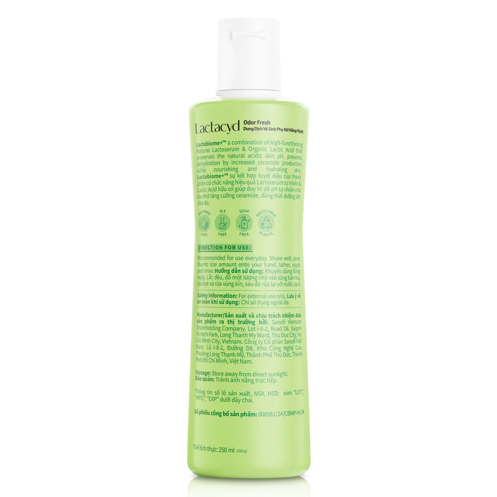 Dung dịch vệ sinh phụ nữ Lactacyd Odor Fresh ngăn mùi 250ml (Giao mẫu ngẫu nhiên)