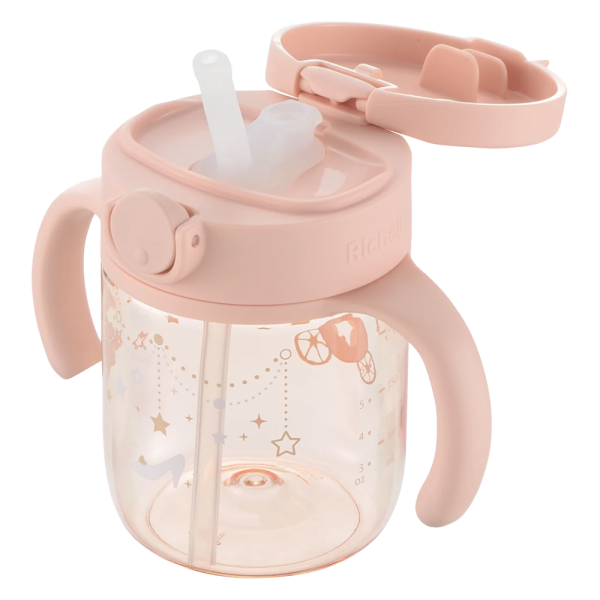Bình ống hút Axstars 200ml Richell (Hồng, RC20443)