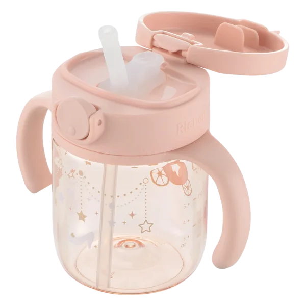 Bình ống hút Axstars 200ml Richell (Hồng, RC20443)