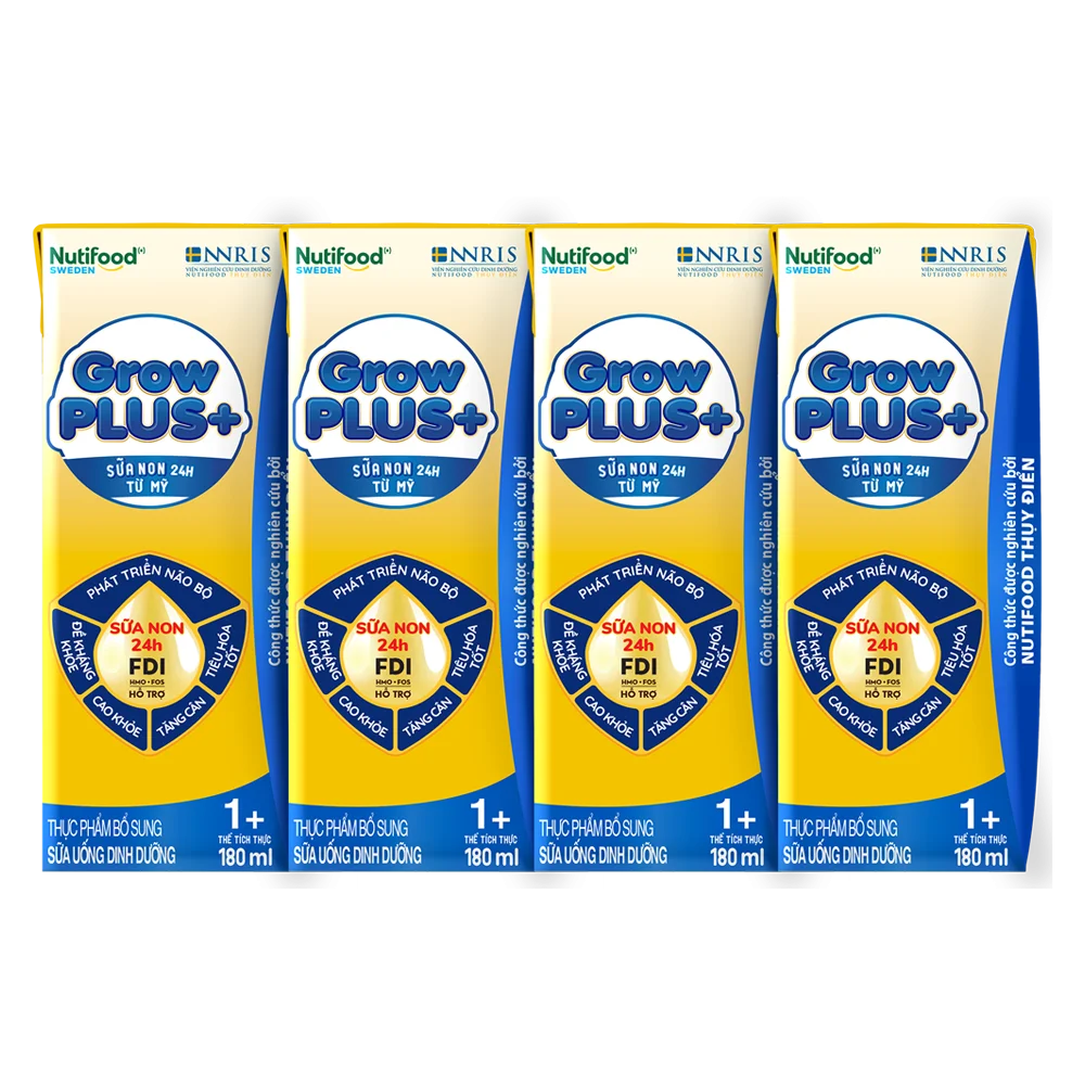 Sữa GrowPLUS+ Sữa non Vàng 1+ 180ml (lốc 4 hộp)