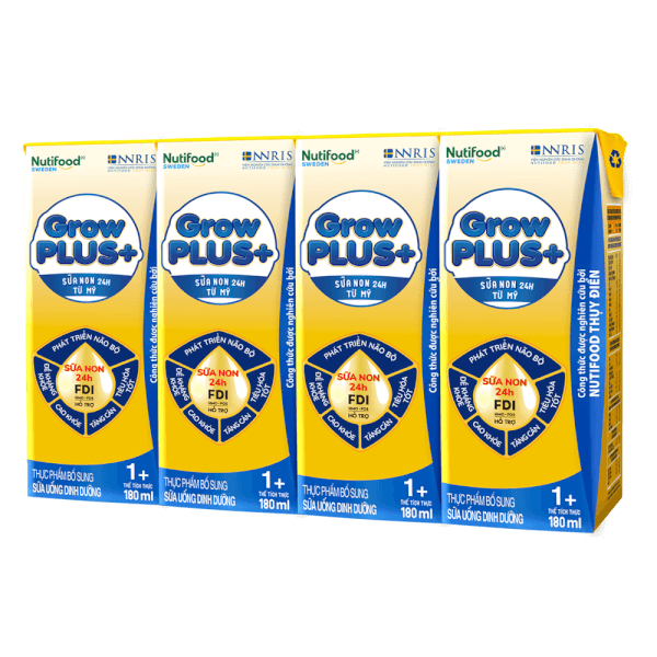Sữa GrowPLUS+ Sữa non Vàng 1+ 180ml (lốc 4 hộp)