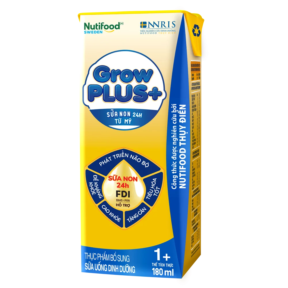 Thùng Sữa GrowPLUS+ Sữa non Vàng 1+ 180ml (lốc 4 hộp)