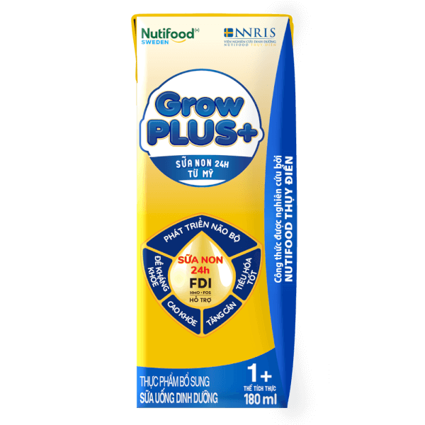 Sữa GrowPLUS+ Sữa non Vàng 1+ 180ml (lốc 4 hộp)