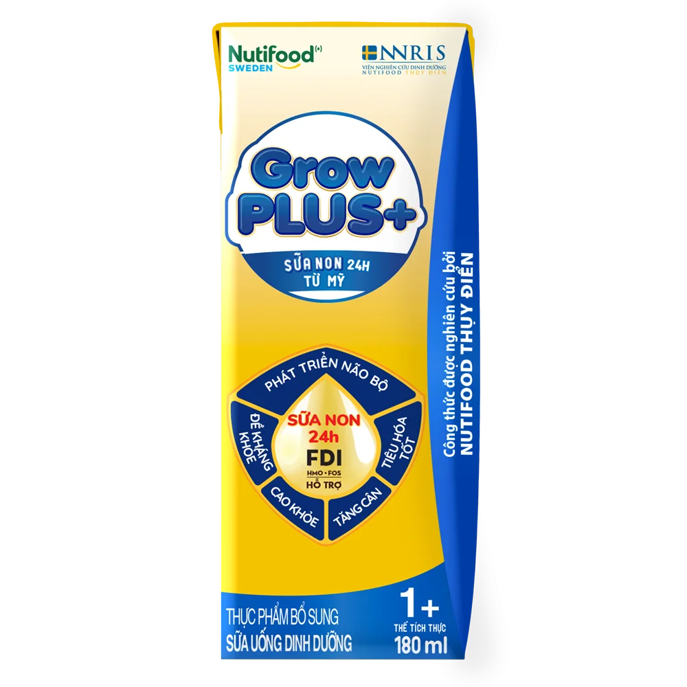 Thùng Sữa GrowPLUS+ Sữa non Vàng 1+ 180ml (lốc 4 hộp)