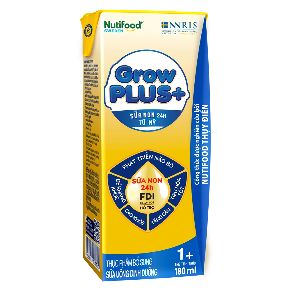 Thùng Sữa GrowPLUS+ Sữa non Vàng 1+ 180ml (lốc 4 hộp)