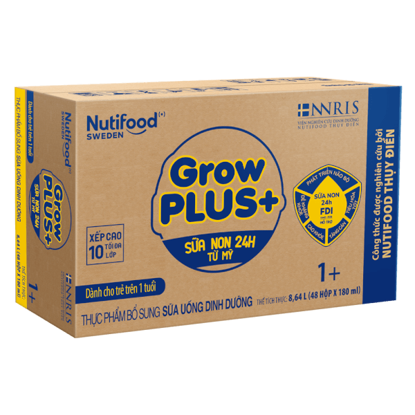 Sữa GrowPLUS+ Sữa non Vàng 1+ 180ml (lốc 4 hộp)