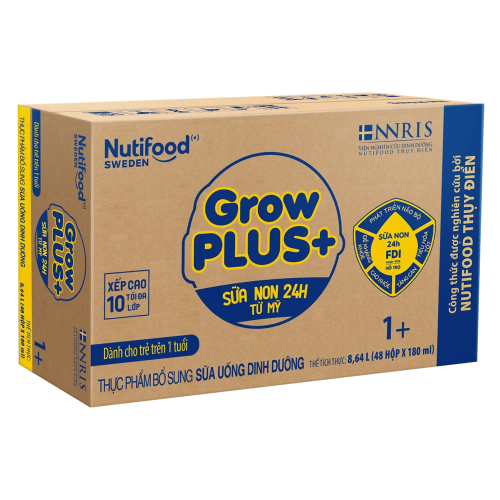 Thùng Sữa GrowPLUS+ Sữa non Vàng 1+ 180ml (lốc 4 hộp)
