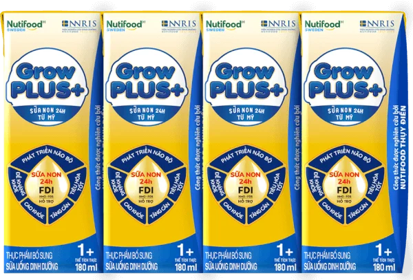 Sữa GrowPLUS+ Sữa non Vàng 1+ 180ml (lốc 4 hộp)