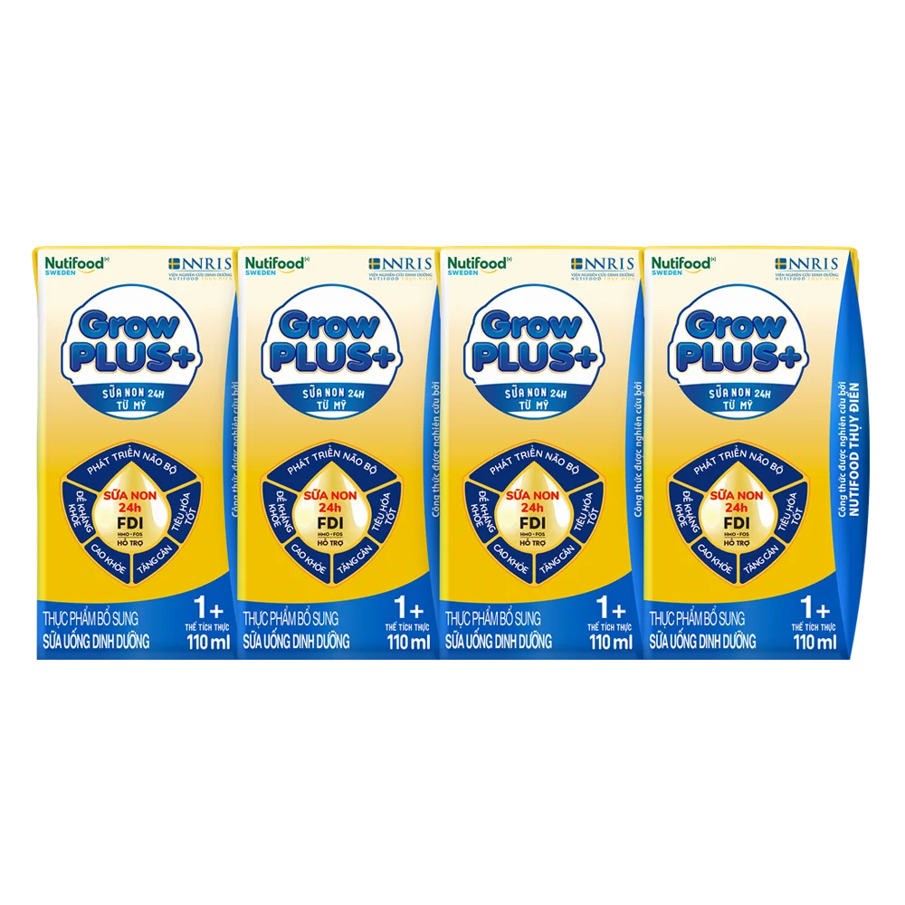 Combo 2 thùng Sữa GrowPLUS+ Sữa non Vàng 1+ 110ml (lốc 4 hộp)