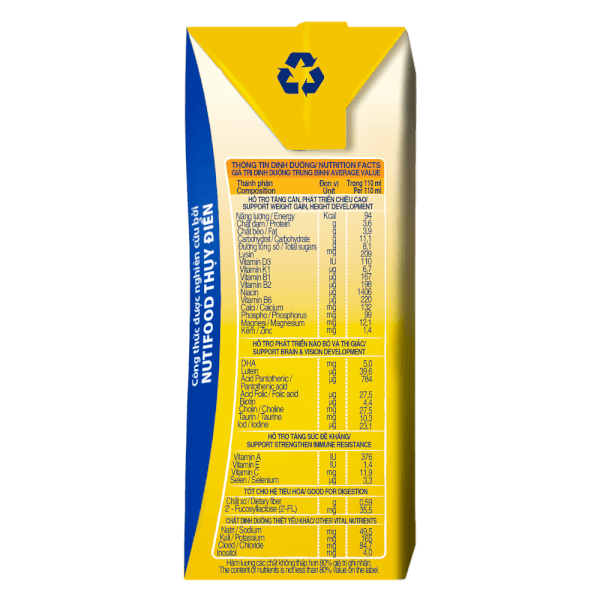 Sữa GrowPLUS+ Sữa non Vàng 1+ 110ml (lốc 4 hộp)