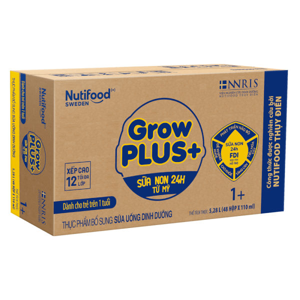 Sữa GrowPLUS+ Sữa non Vàng 1+ 110ml (lốc 4 hộp)