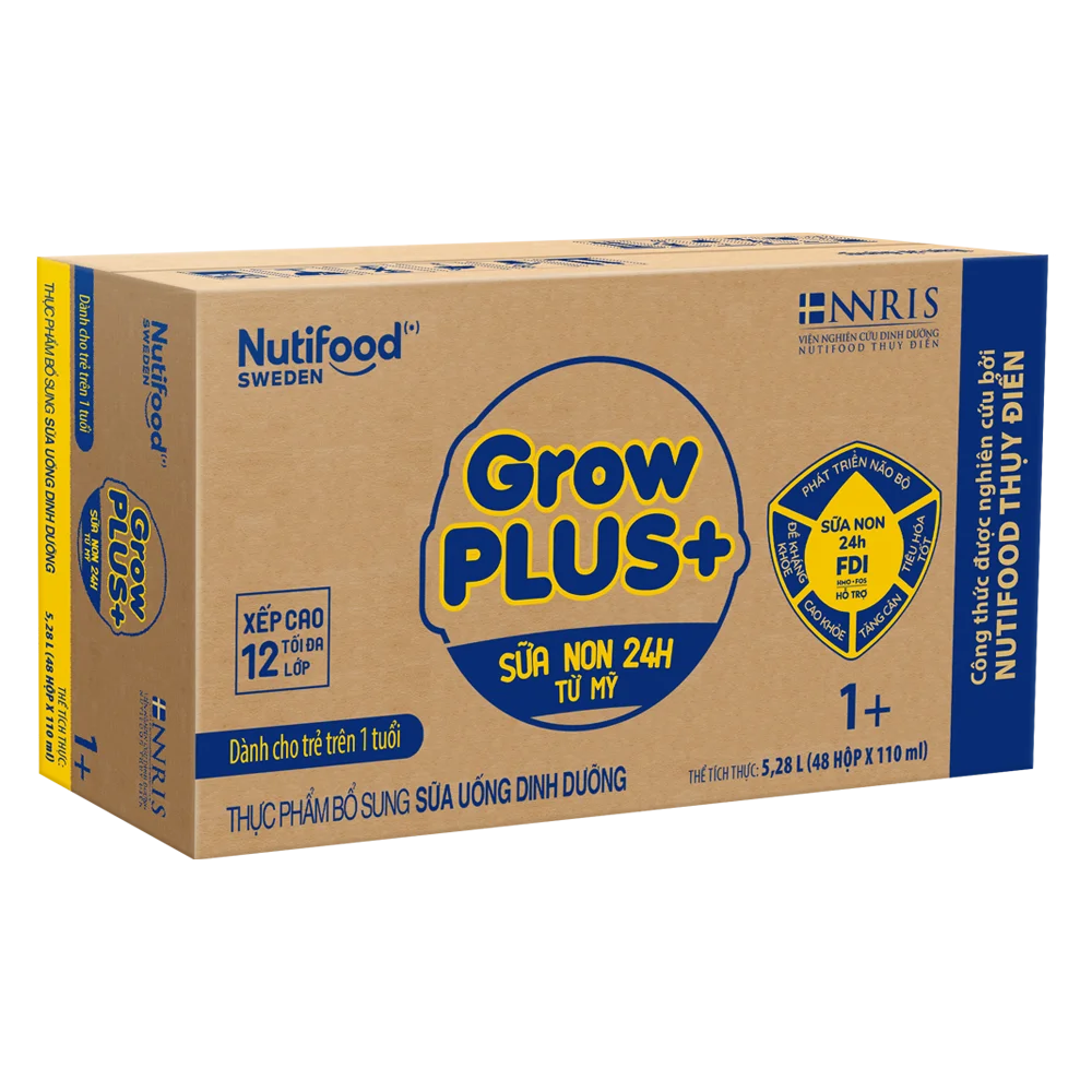Combo 2 thùng Sữa GrowPLUS+ Sữa non Vàng 1+ 110ml (lốc 4 hộp)
