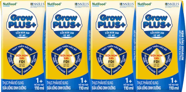 Sữa GrowPLUS+ Sữa non Vàng 1+ 110ml (lốc 4 hộp)