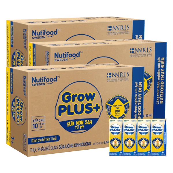 Combo 3 Thùng Sữa GrowPLUS+ Sữa non Vàng 1+ 180ml (lốc 4 hộp)
