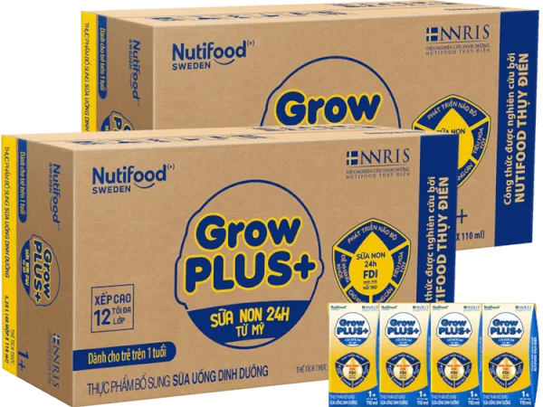Combo 2 thùng Sữa GrowPLUS+ Sữa non Vàng 1+ 110ml (lốc 4 hộp)