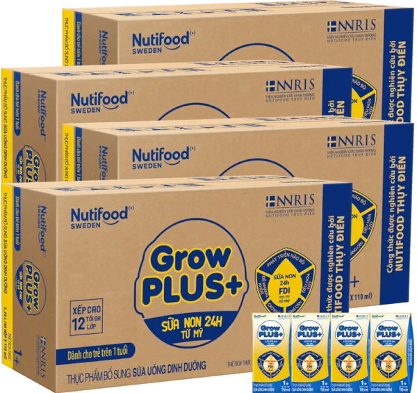 Combo 4 thùng Sữa GrowPLUS+ Sữa non Vàng 1+ 110ml (lốc 4 hộp)