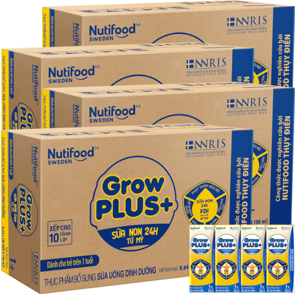 Combo 4 Thùng Sữa GrowPLUS+ Sữa non Vàng 1+ 180ml (lốc 4 hộp)