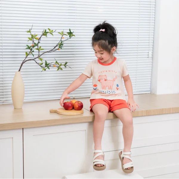 Bộ bé gái ngắn Animo Easy LU0325012 (1-4Y,Kem-hồng, TT02)