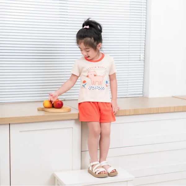 Bộ bé gái ngắn Animo Easy LU0325012 (1-4Y,Kem-hồng, TT02)