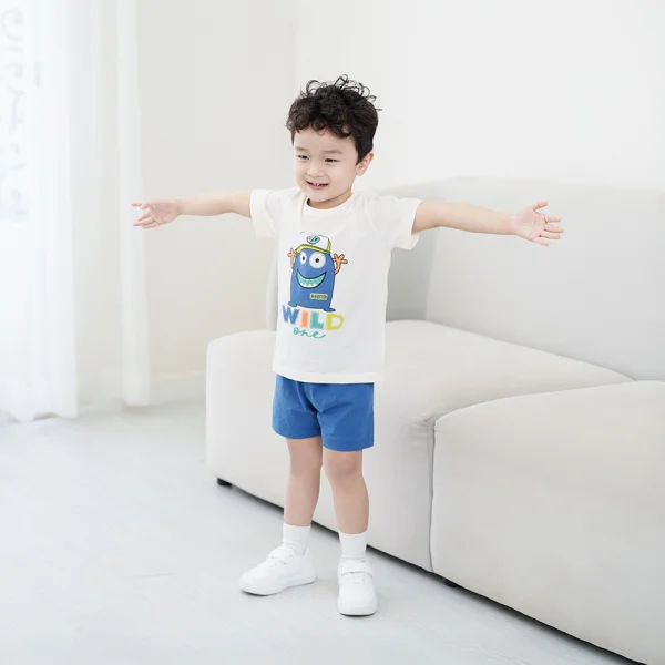 Bộ bé trai ngắn Animo Easy HN0225034 (1-4Y,Kem-dương,NN02)