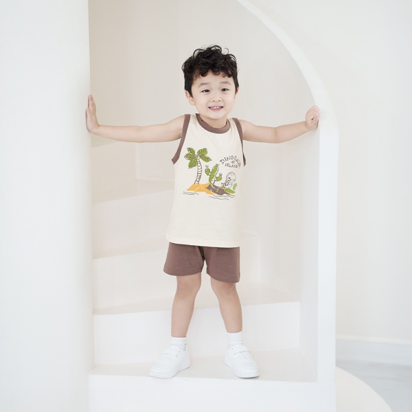 Bộ bé trai ngắn Animo Easy HN0225029 (1-4Y,Kem-nâu,TT02)