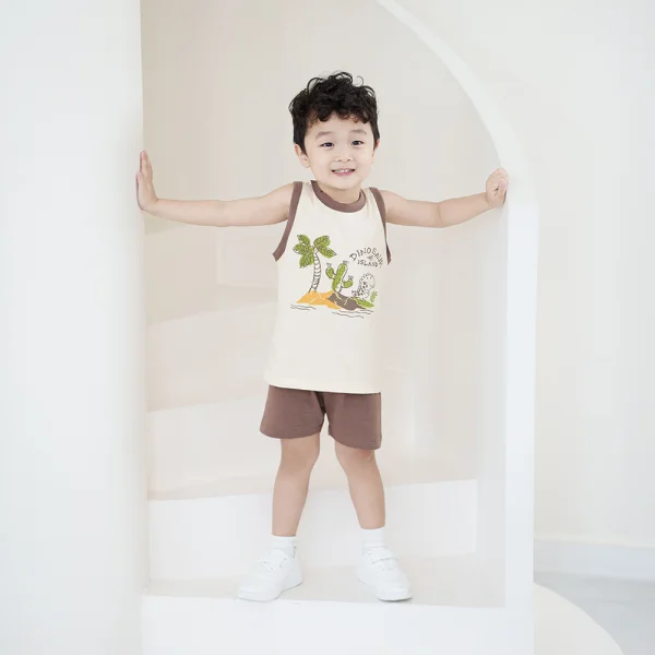 Bộ bé trai ngắn Animo Easy HN0225029 (1-4Y,Kem-nâu,TT02)