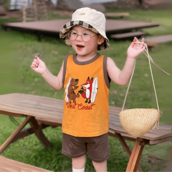 Bộ bé trai ngắn Animo Easy HN0225031 (1-4Y,Vàng-nâu,TT02)